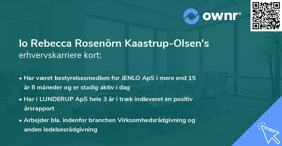 Io Rebecca Rosenörn Kaastrup-Olsen's erhvervskarriere kort