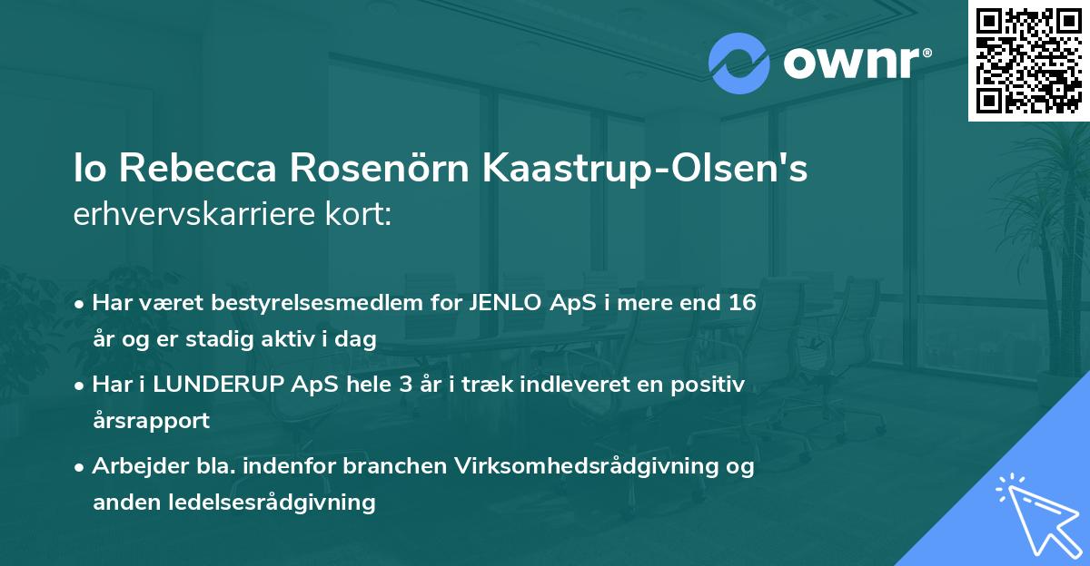 Io Rebecca Rosenörn Kaastrup-Olsen's erhvervskarriere kort