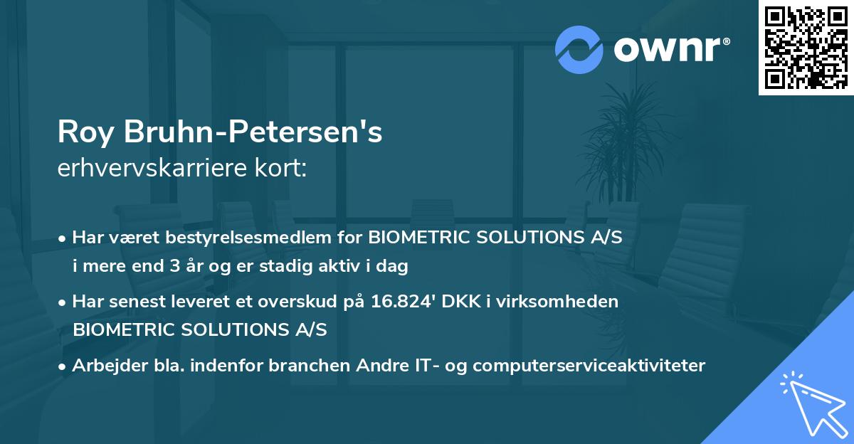Roy Bruhn-Petersen's erhvervskarriere kort