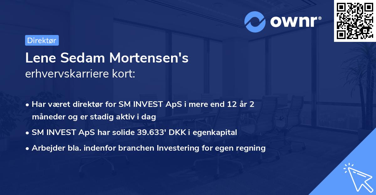 Lene Sedam Mortensen's erhvervskarriere kort