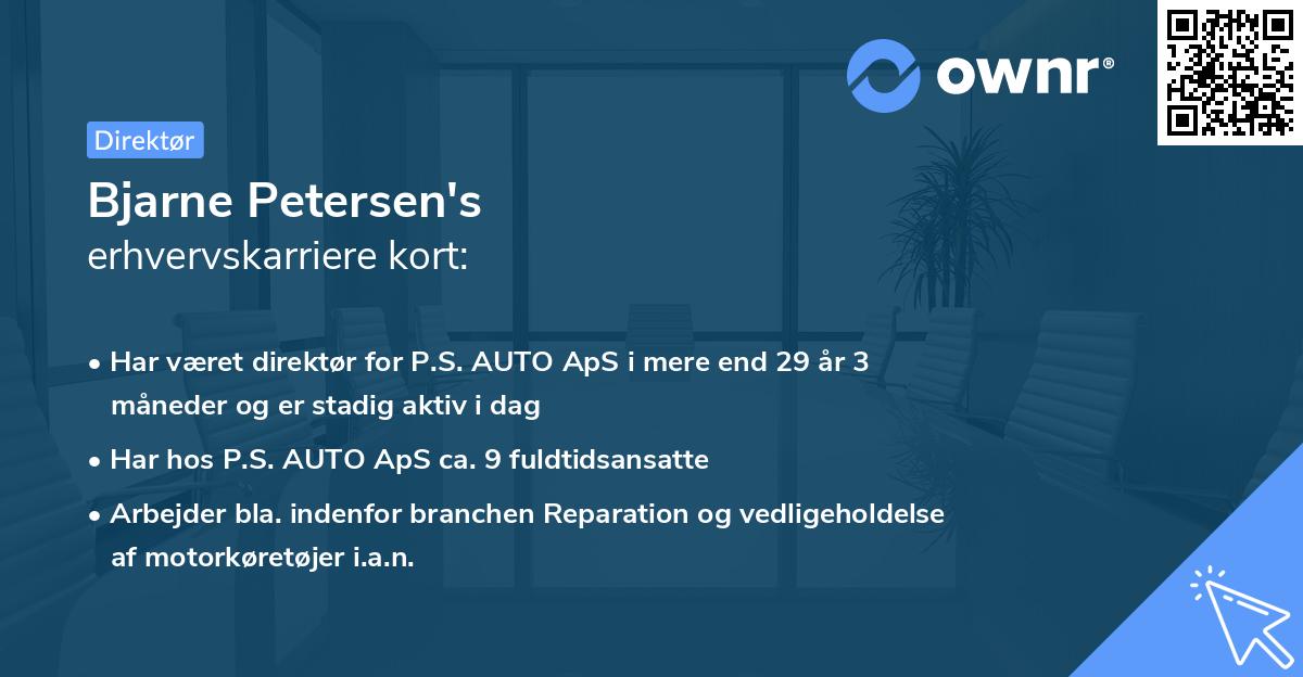 Bjarne Petersen's erhvervskarriere kort