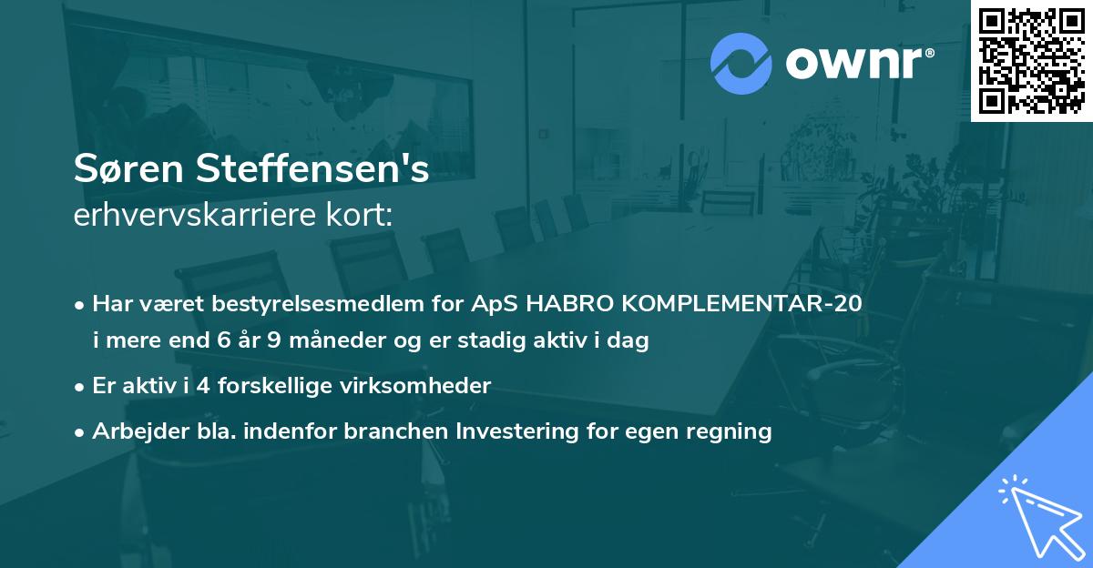 Søren Steffensen's erhvervskarriere kort