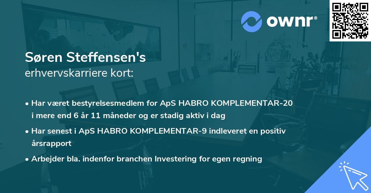 Søren Steffensen's erhvervskarriere kort