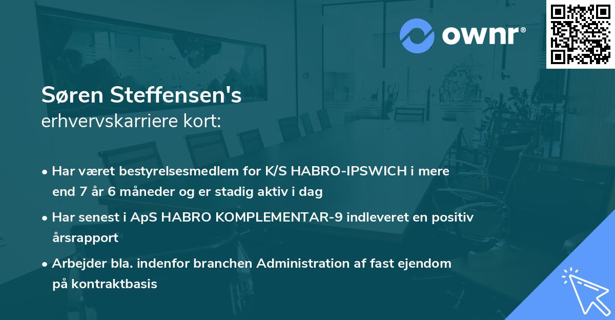 Søren Steffensen's erhvervskarriere kort