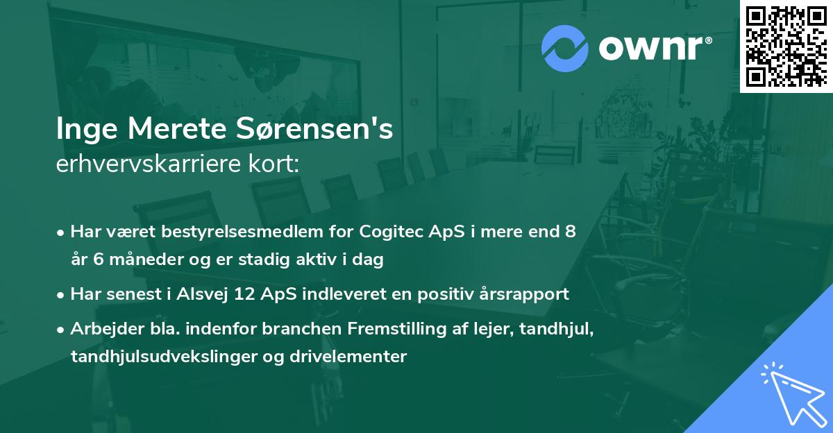 Inge Merete Sørensen's erhvervskarriere kort