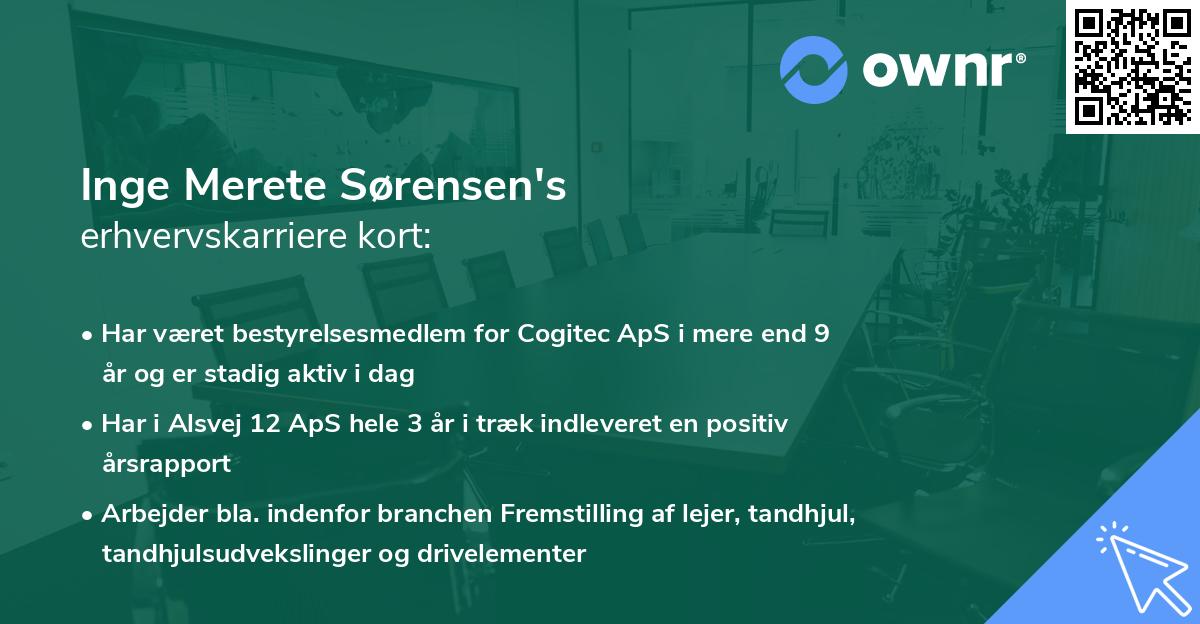 Inge Merete Sørensen's erhvervskarriere kort