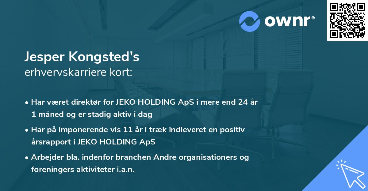 Jesper Kongsted's erhvervskarriere kort