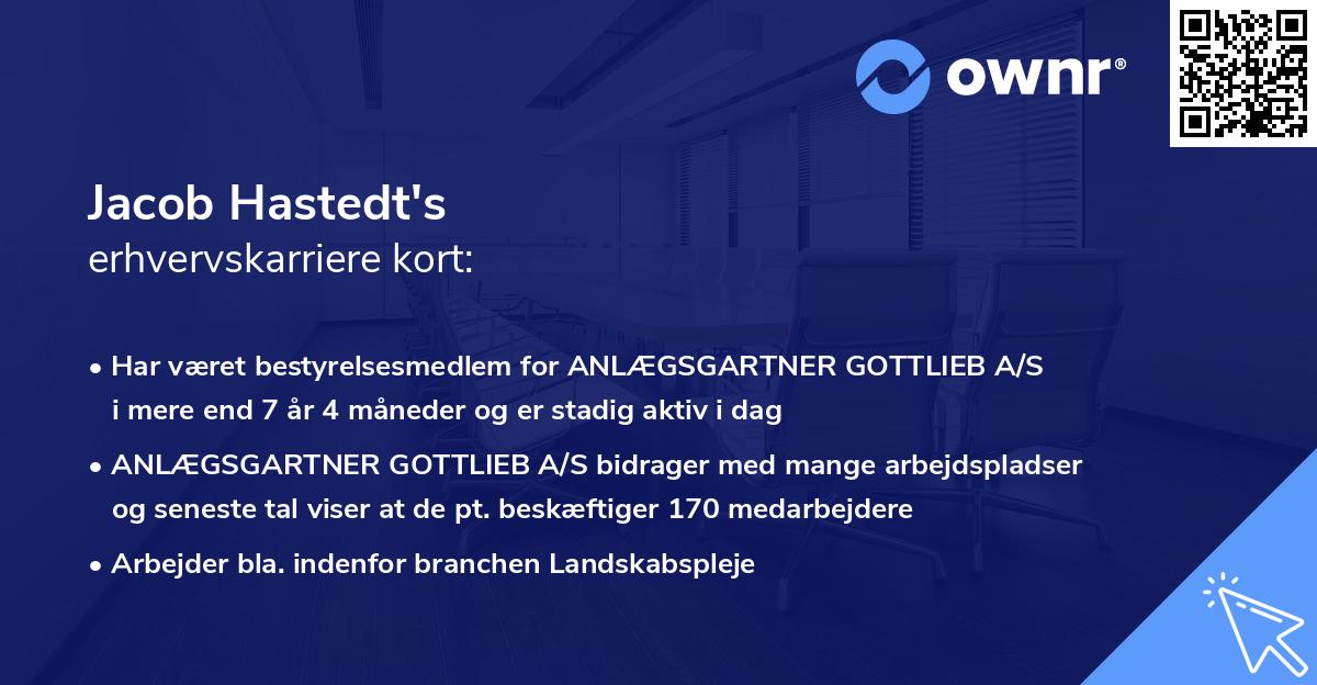 Jacob Hastedt's erhvervskarriere kort