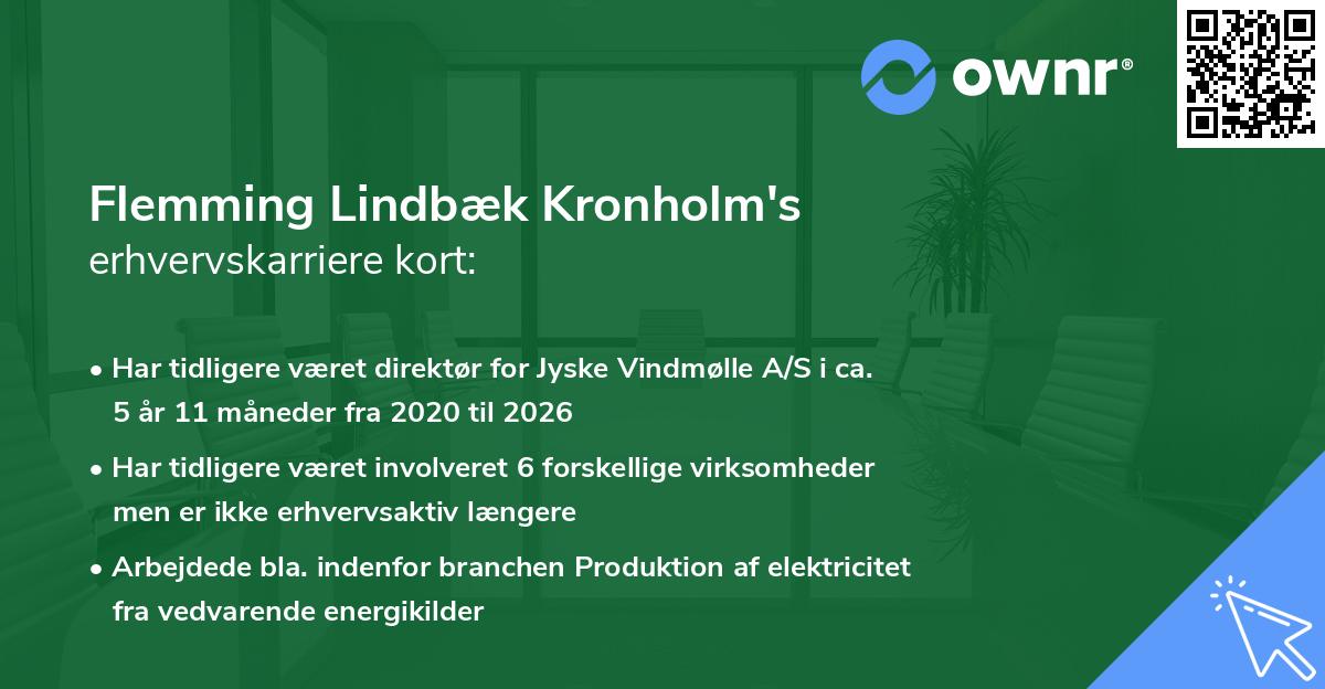 Flemming Lindbæk Kronholm's erhvervskarriere kort