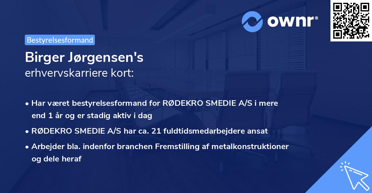 Birger Jørgensen's erhvervskarriere kort