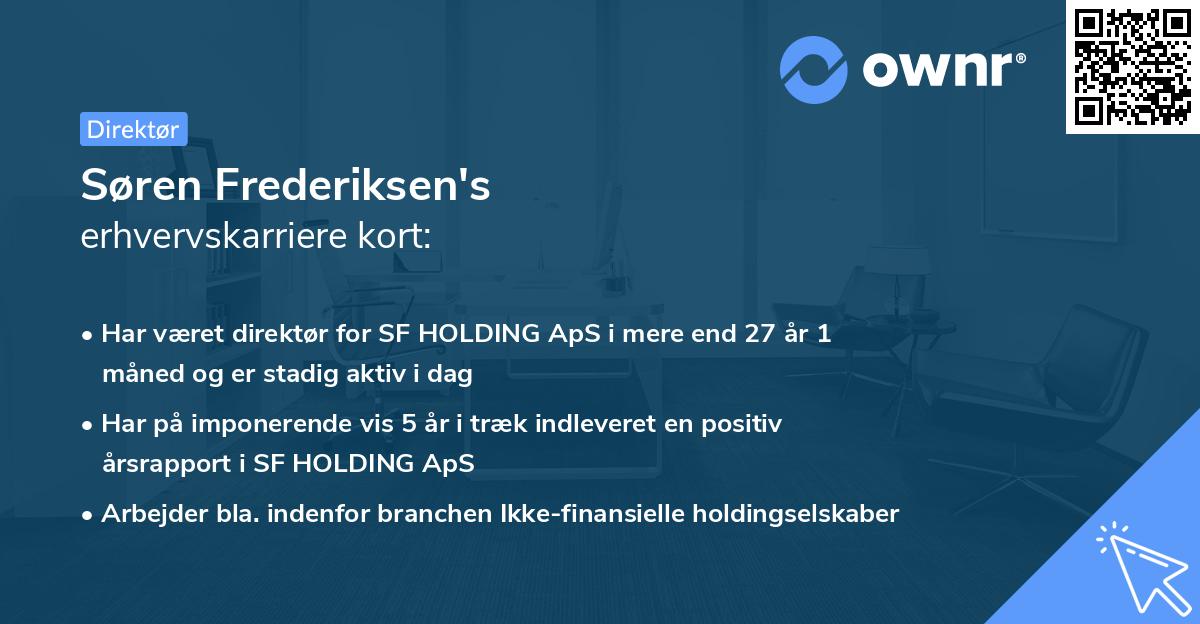 Søren Frederiksen's erhvervskarriere kort