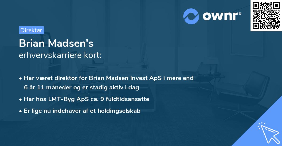 Brian Madsen's erhvervskarriere kort