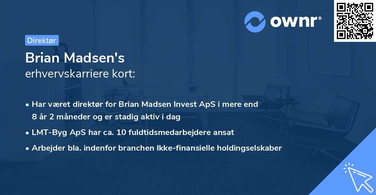 Brian Madsen's erhvervskarriere kort