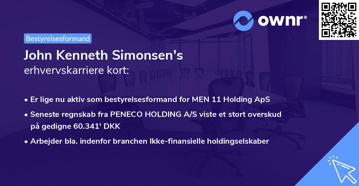 John Kenneth Simonsen's erhvervskarriere kort