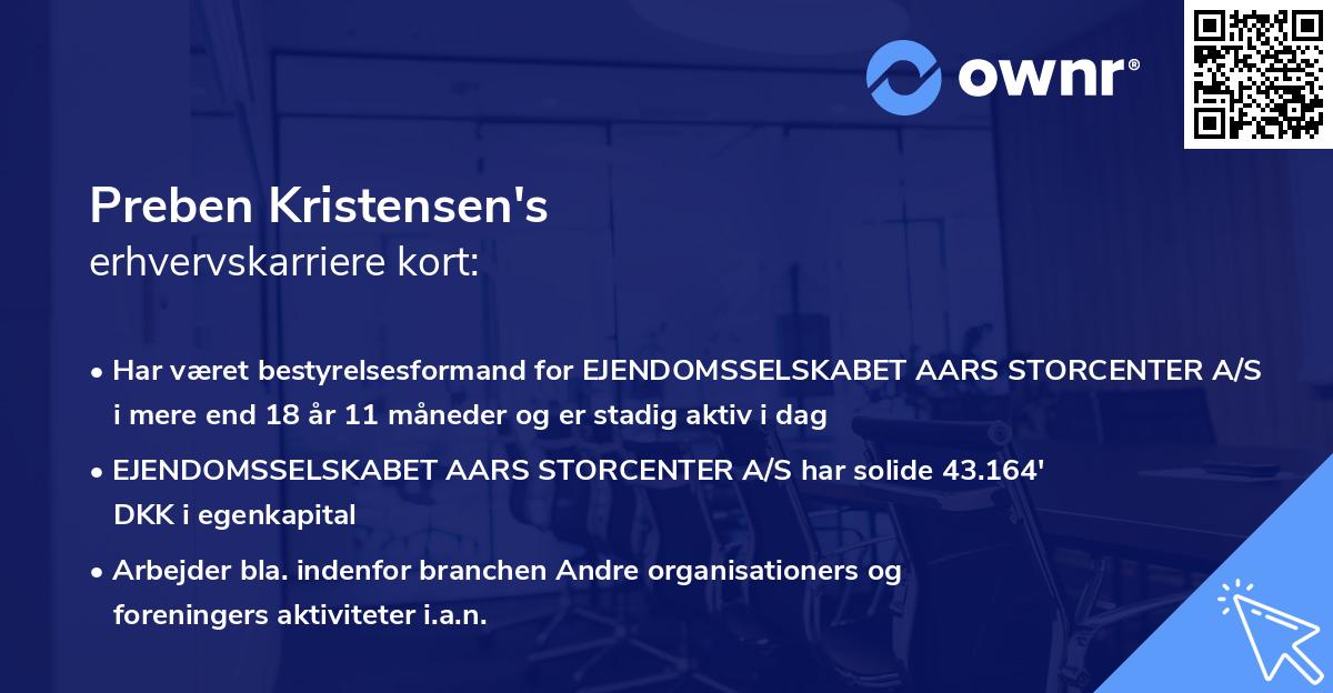 Preben Kristensen's erhvervskarriere kort