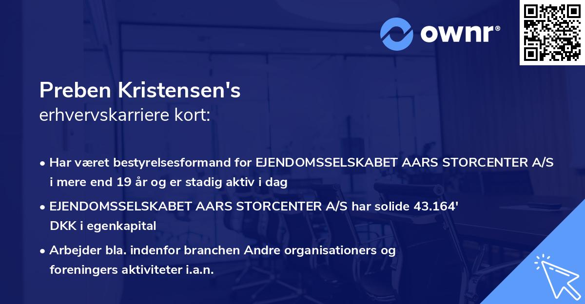 Preben Kristensen's erhvervskarriere kort