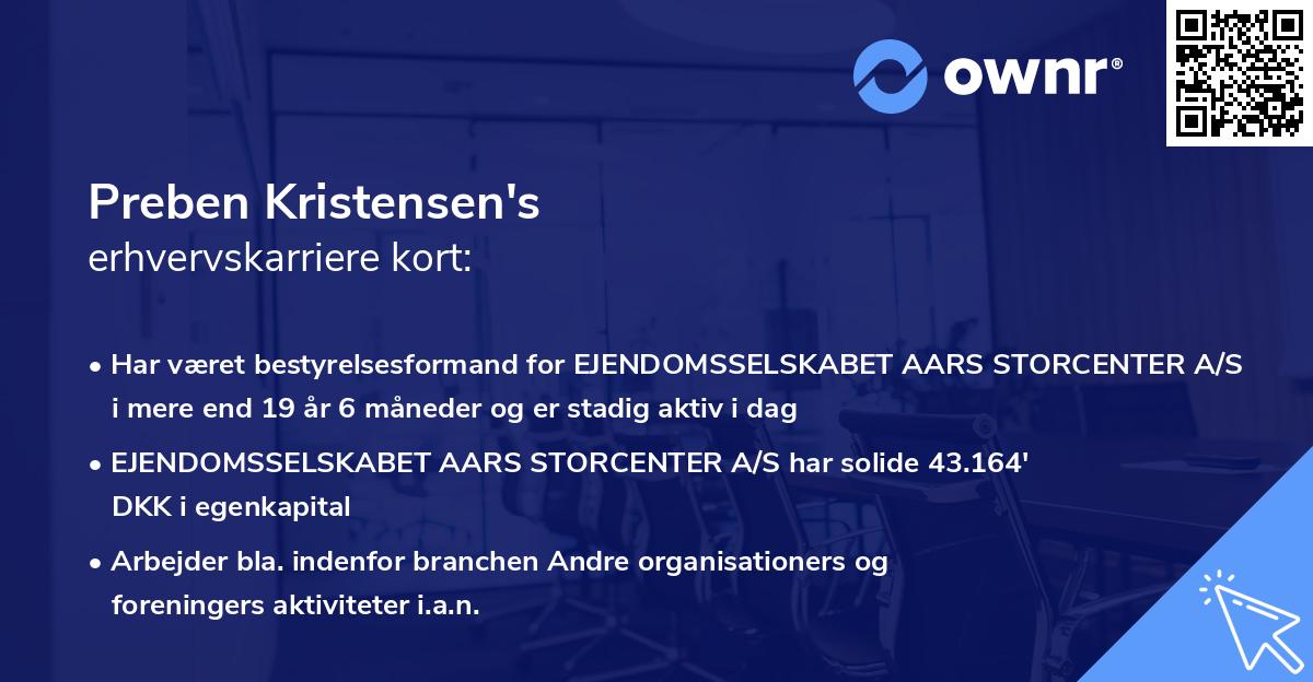 Preben Kristensen's erhvervskarriere kort