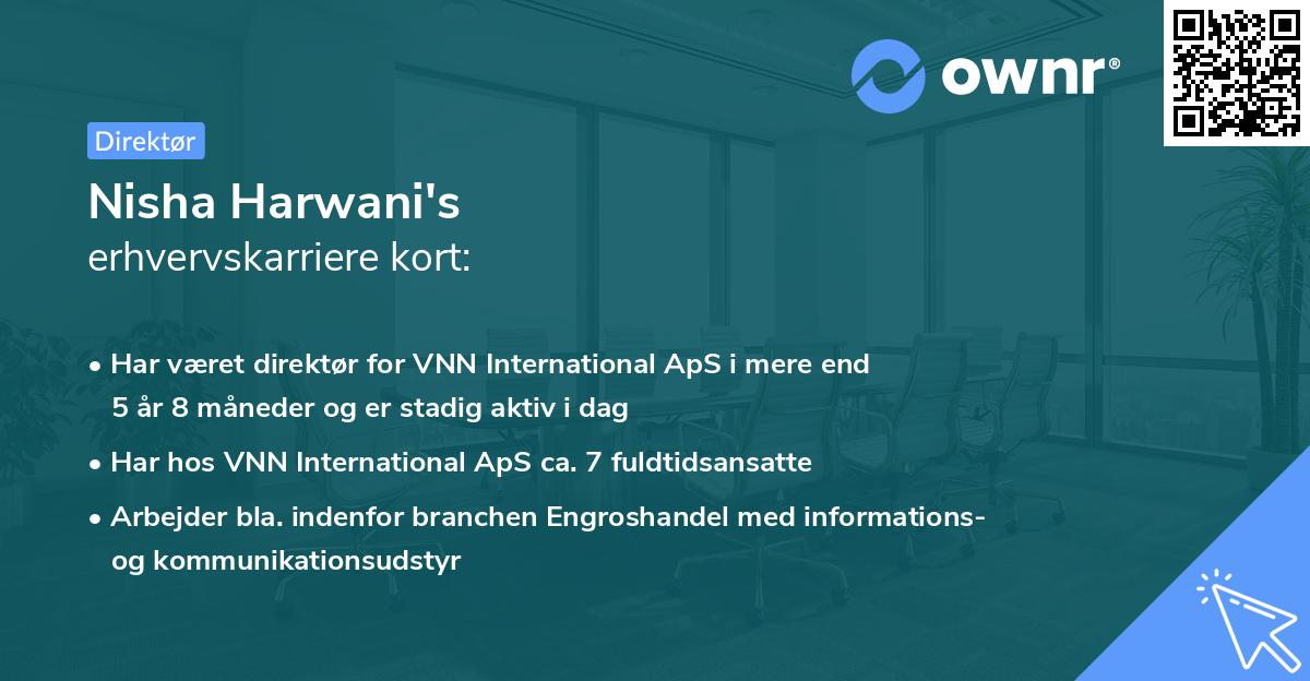 Nisha Harwani's erhvervskarriere kort