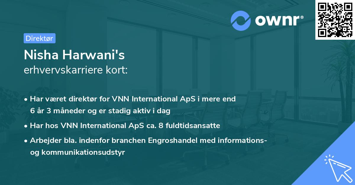 Nisha Harwani's erhvervskarriere kort