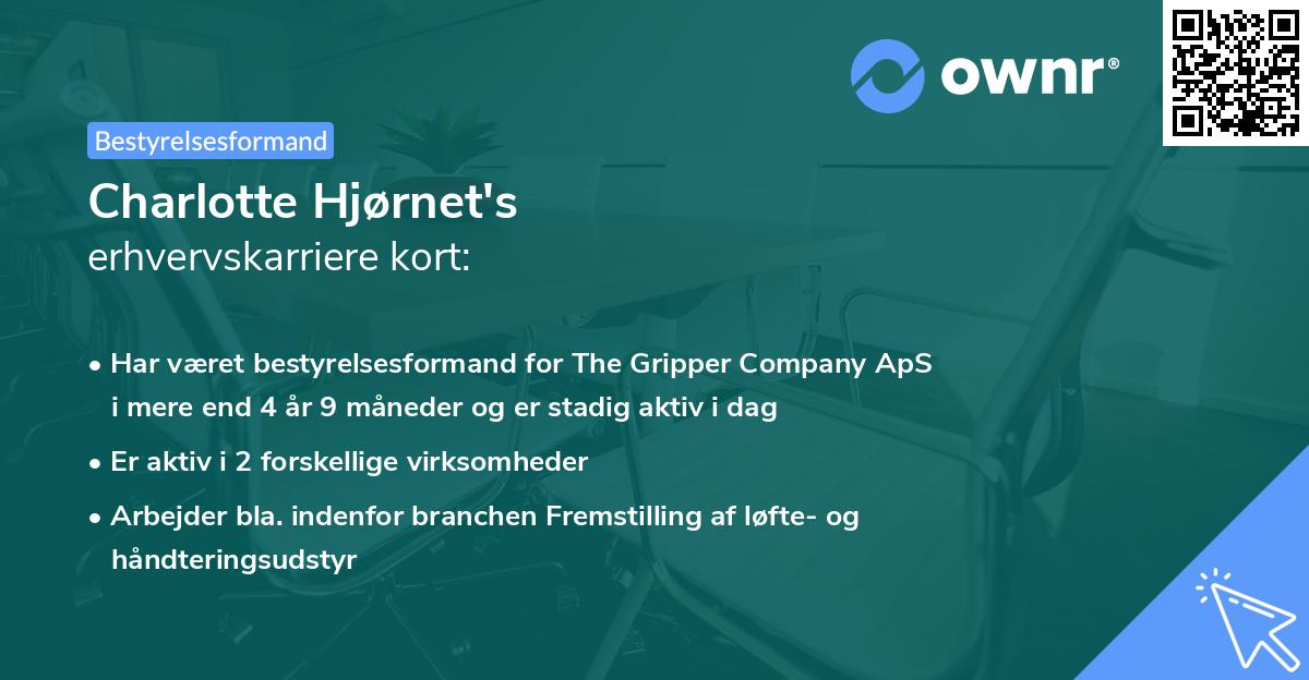 Charlotte Hjørnet's erhvervskarriere kort