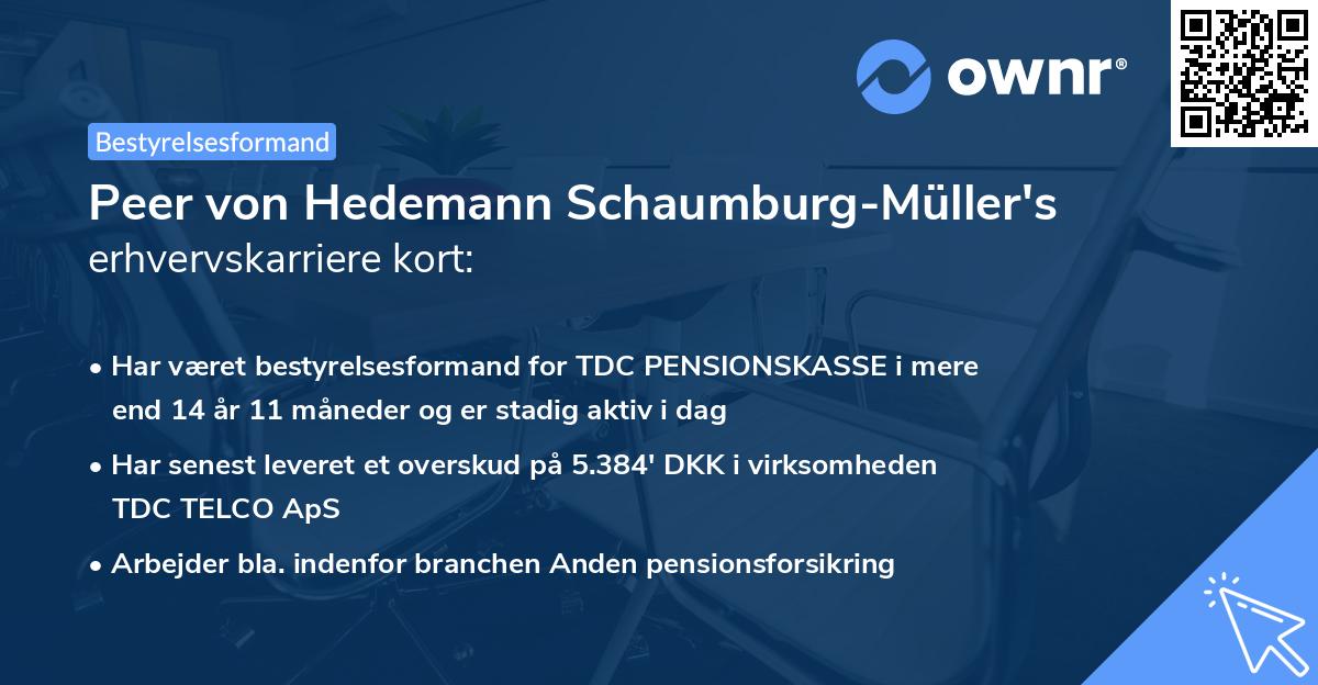 Peer von Hedemann Schaumburg-Müller's erhvervskarriere kort