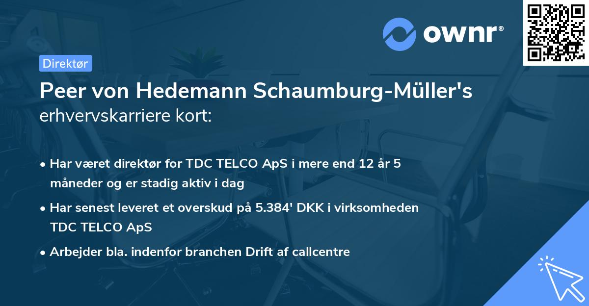 Peer von Hedemann Schaumburg-Müller's erhvervskarriere kort
