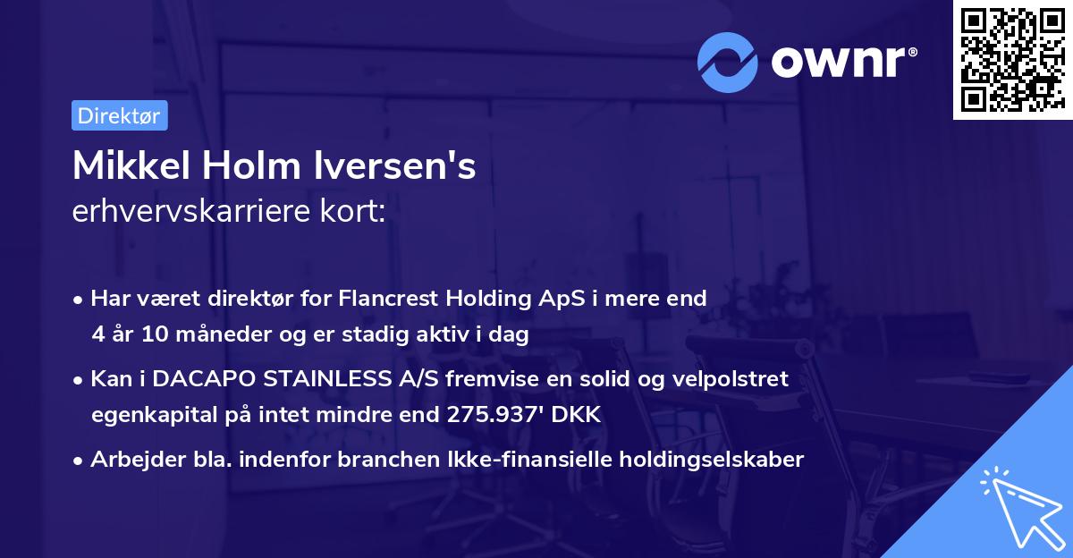 Mikkel Holm Iversen's erhvervskarriere kort