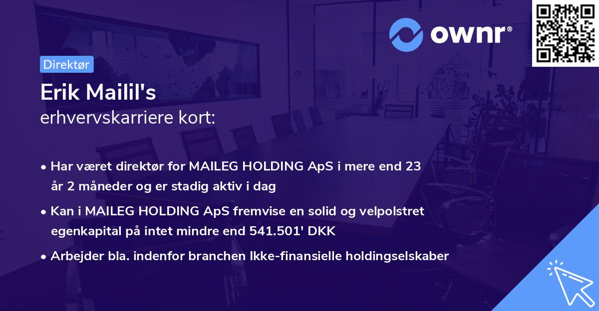 Erik Mailil's erhvervskarriere kort