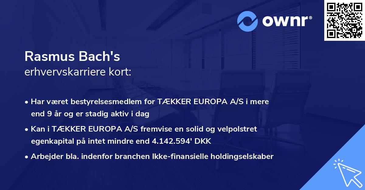 Rasmus Bach's erhvervskarriere kort