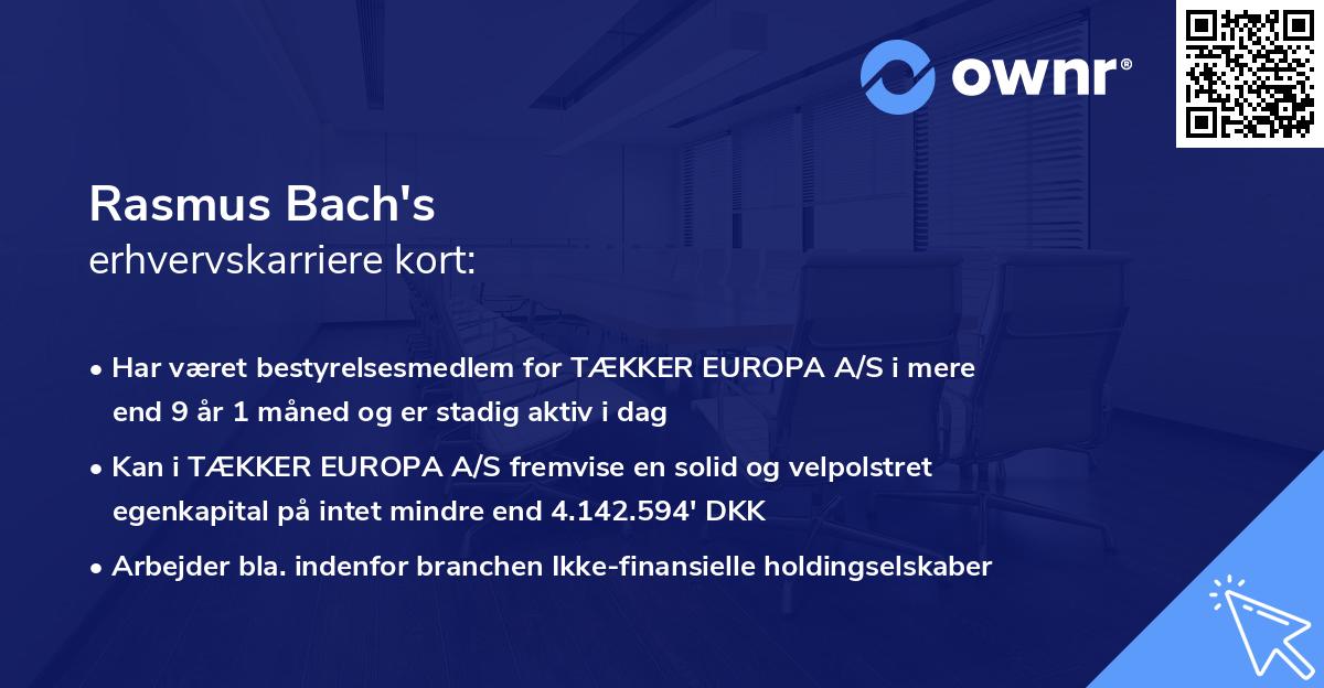 Rasmus Bach's erhvervskarriere kort