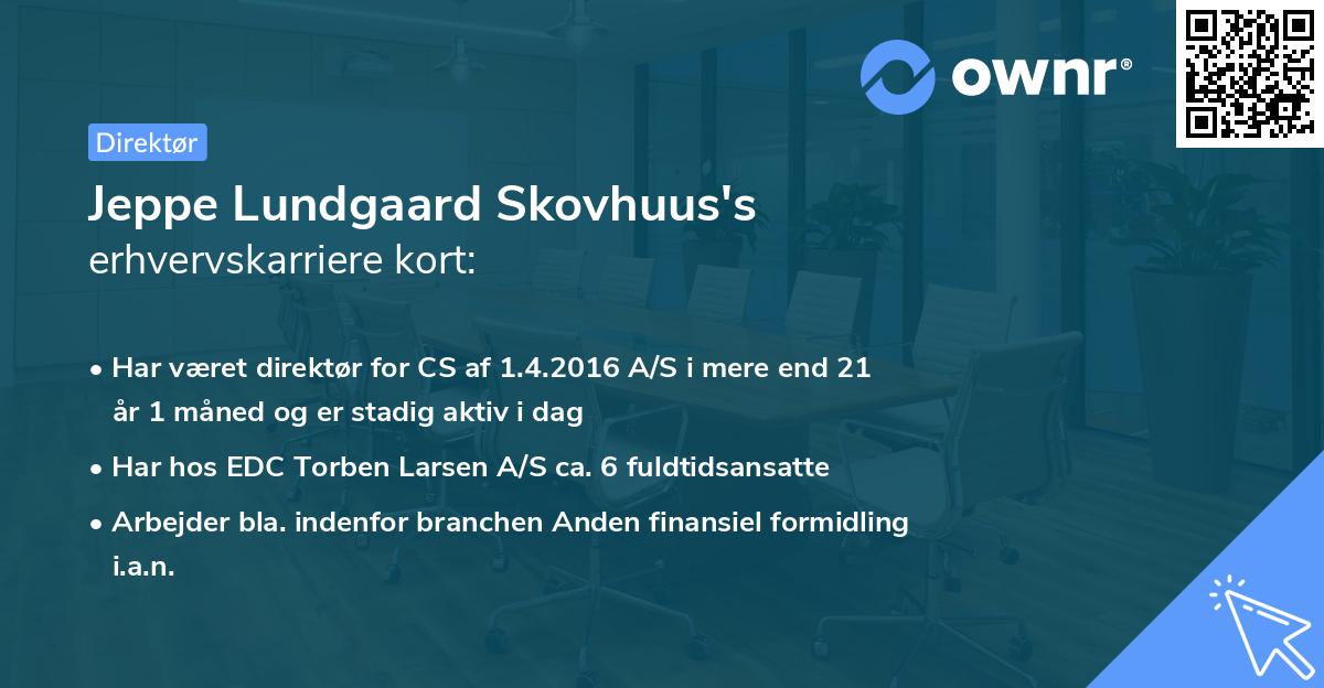 Jeppe Lundgaard Skovhuus's erhvervskarriere kort