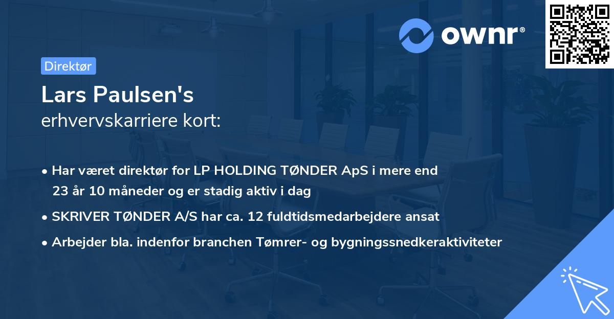 Lars Paulsen's erhvervskarriere kort