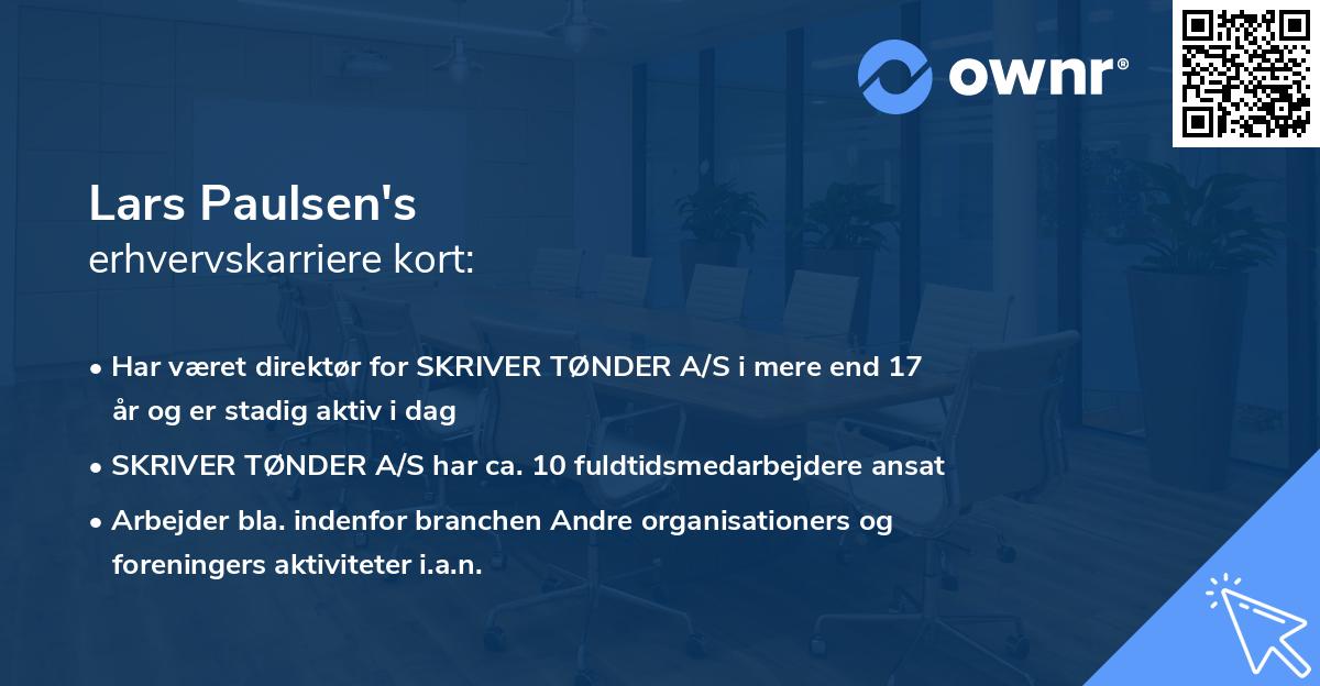 Lars Paulsen's erhvervskarriere kort