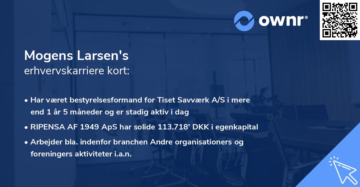 Mogens Larsen's erhvervskarriere kort