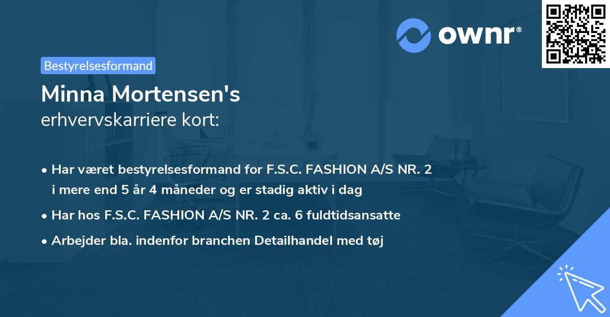 Minna Mortensen's erhvervskarriere kort