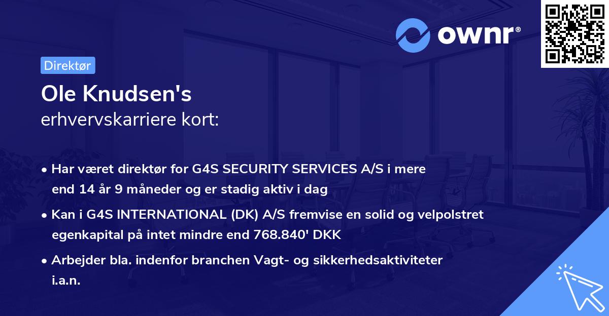 Ole Knudsen's erhvervskarriere kort