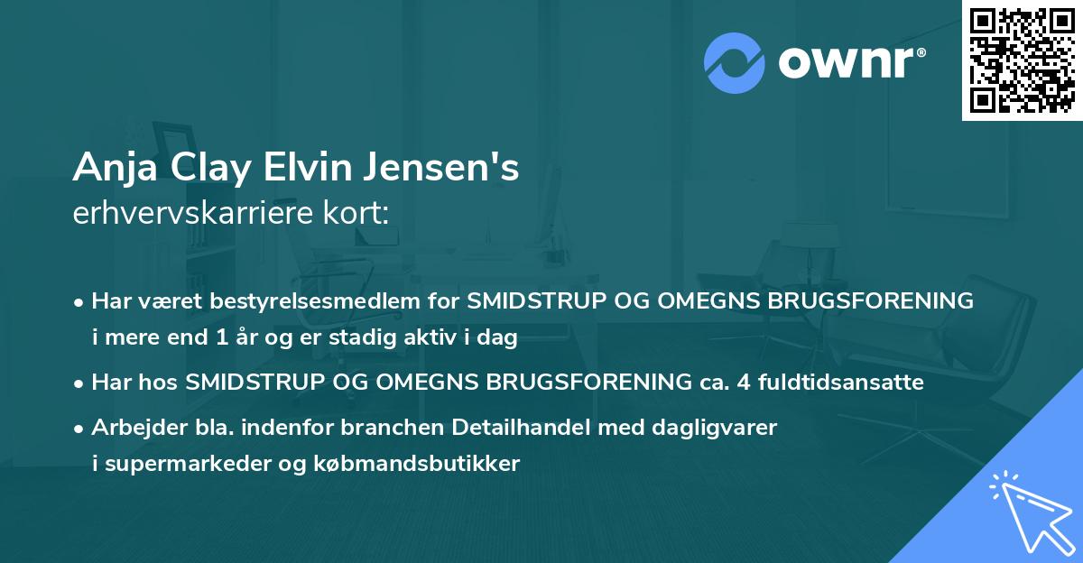 Anja Clay Elvin Jensen's erhvervskarriere kort