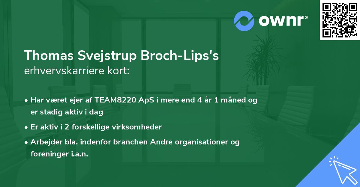 Thomas Svejstrup Broch-Lips's erhvervskarriere kort