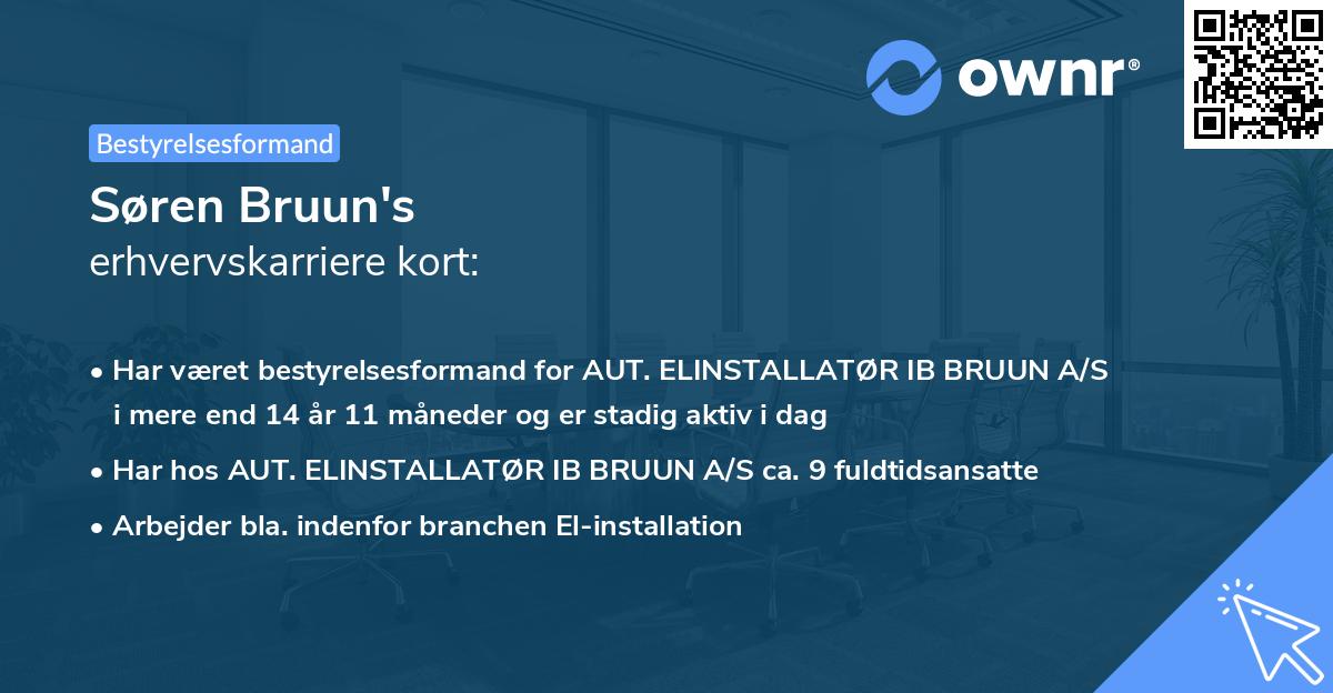 Søren Bruun's erhvervskarriere kort