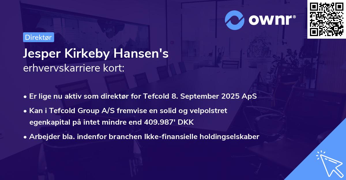 Jesper Kirkeby Hansen's erhvervskarriere kort