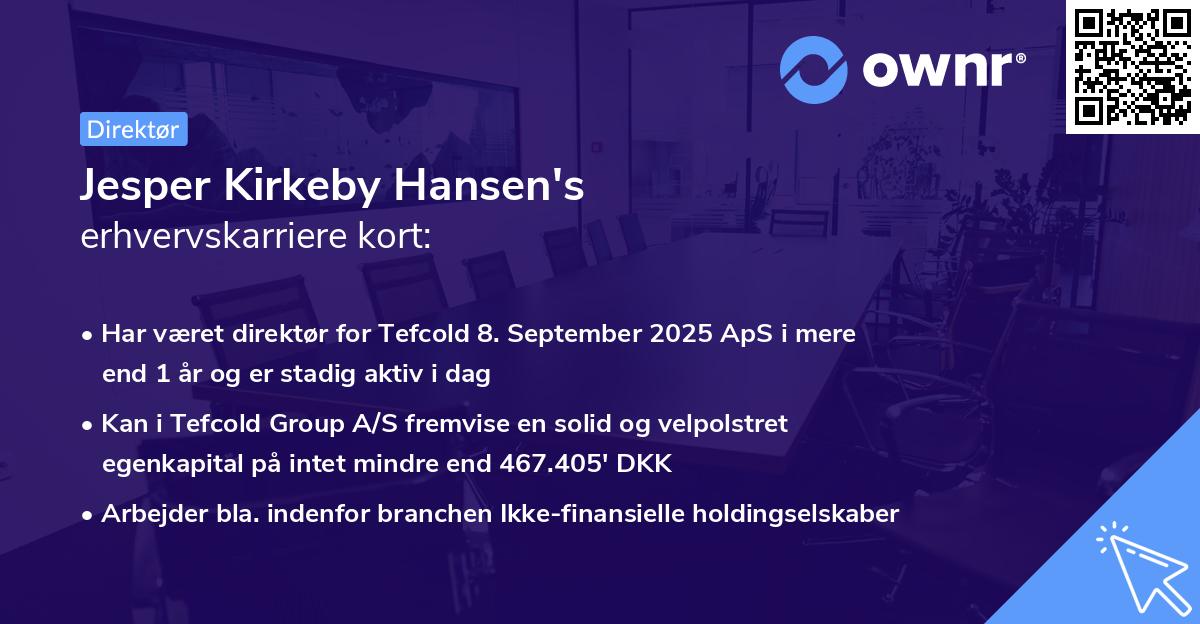 Jesper Kirkeby Hansen's erhvervskarriere kort