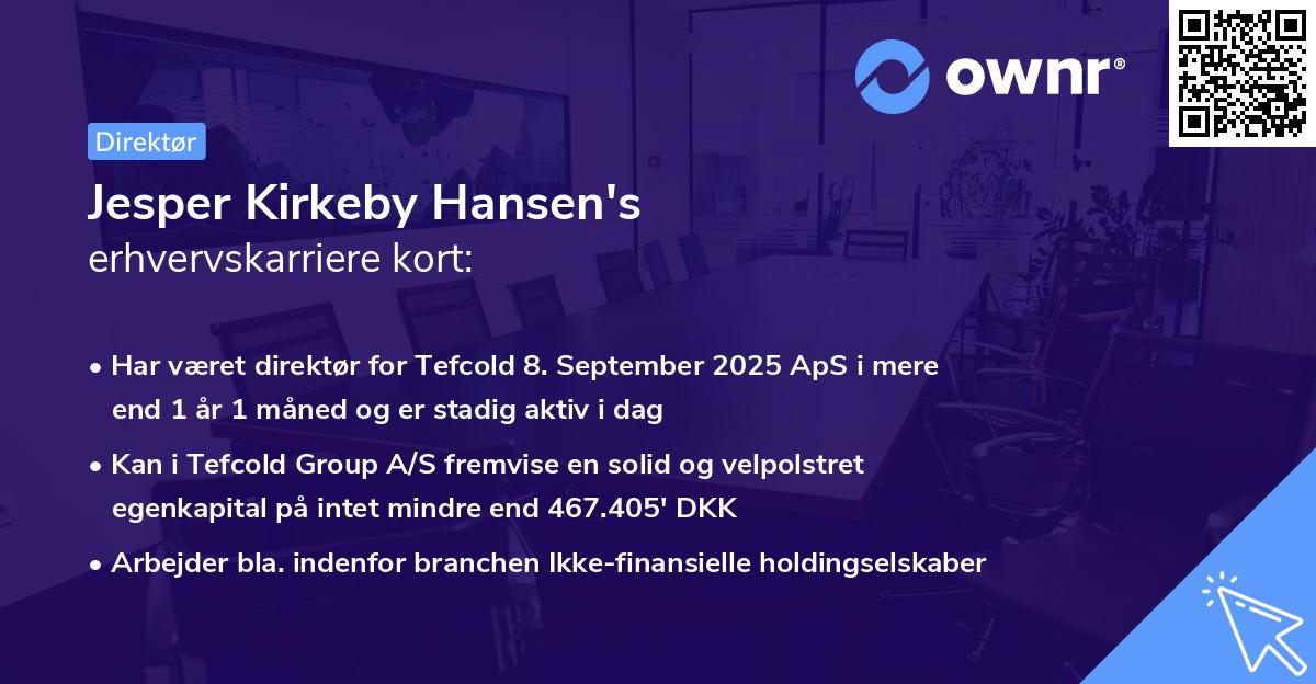 Jesper Kirkeby Hansen's erhvervskarriere kort