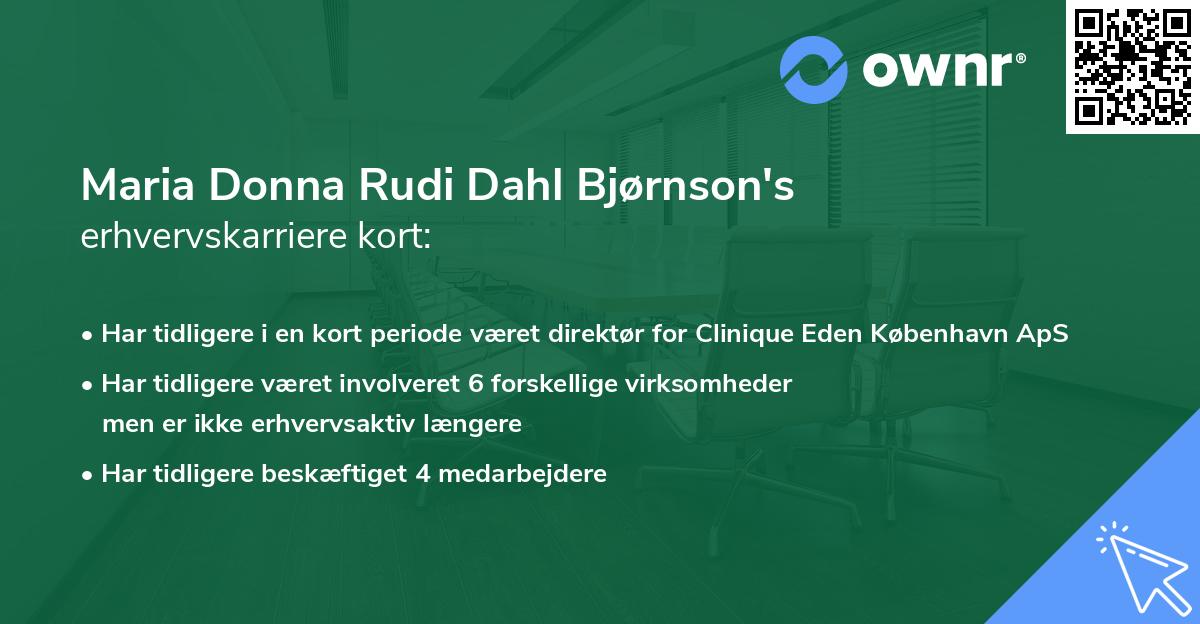 Maria Donna Rudi Dahl Bjørnson's erhvervskarriere kort