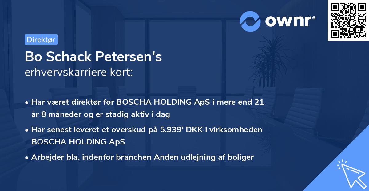 Bo Schack Petersen's erhvervskarriere kort