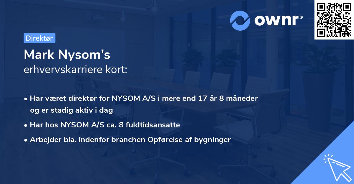 Mark Nysom's erhvervskarriere kort