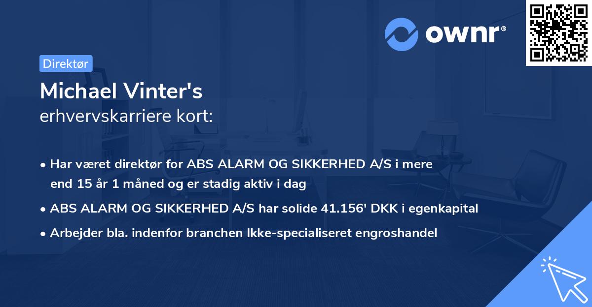 Michael Vinter's erhvervskarriere kort