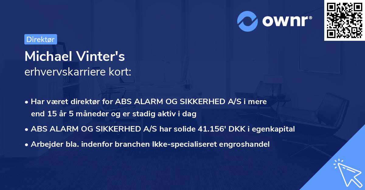 Michael Vinter's erhvervskarriere kort