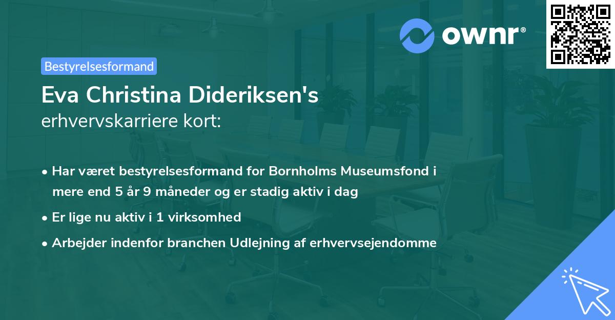 Eva Christina Dideriksen's erhvervskarriere kort