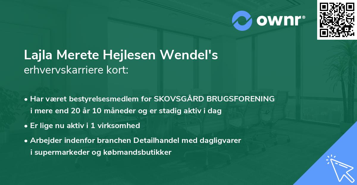 Lajla Merete Hejlesen Wendel's erhvervskarriere kort