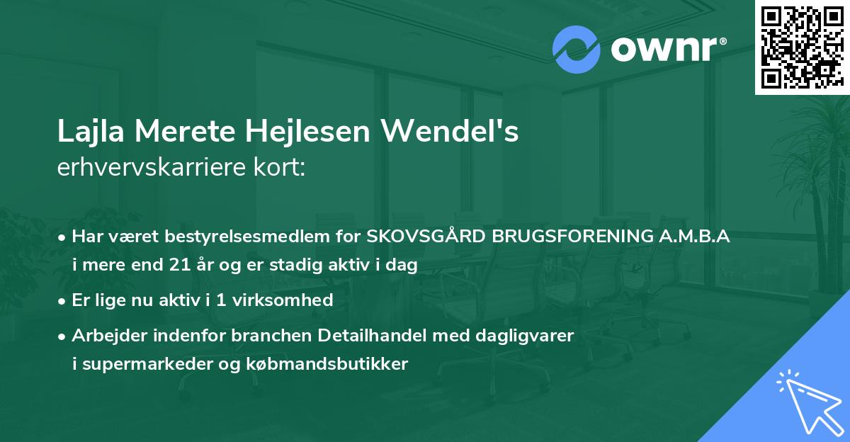 Lajla Merete Hejlesen Wendel's erhvervskarriere kort